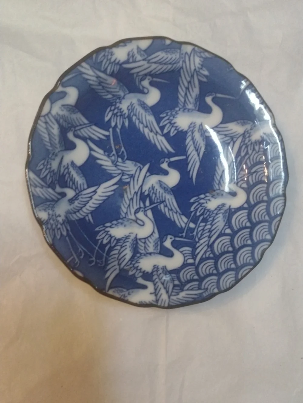Blue Crane Motif Decorative Plate - Home Accents